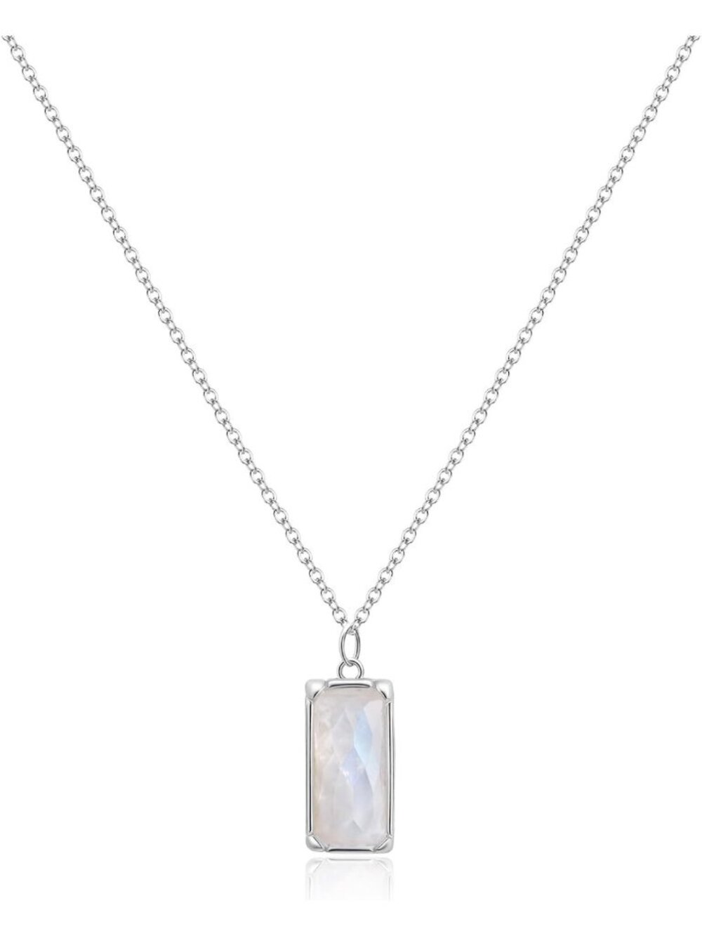 Minimalist 925 Sterling Silver Choker Necklace with Moonstone & Opal Gemstones